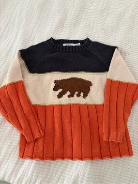 🐻 Kitestrings Kids Size 7 Bear Sweater | Vintage Colorblock Knit Pullover